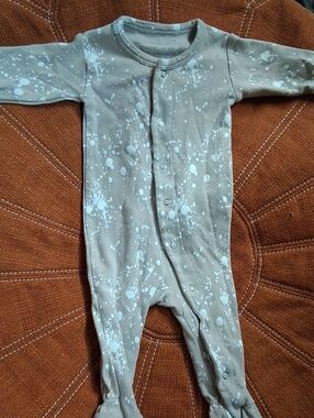 L'ovedbaby Taupe Footed Pajamas with White Splatter